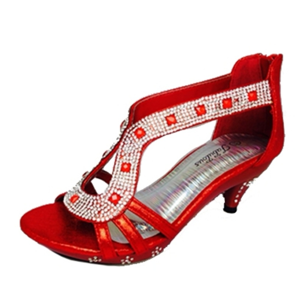 87k Sparkle Bling Strappy Dress Sandals Red Shoes